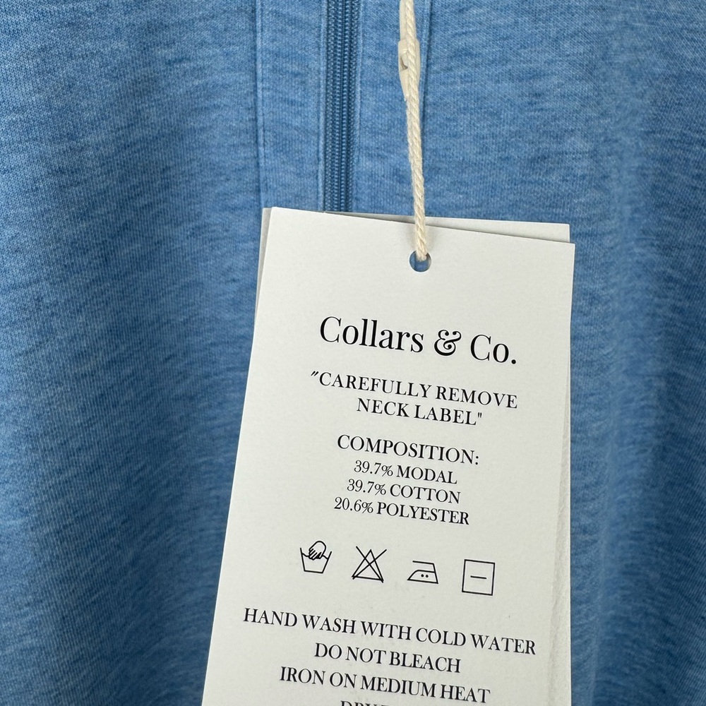 NWT Collars & Co. Men Cotton Half Zip Sweater Blue Size Small - Picture 4 of 6